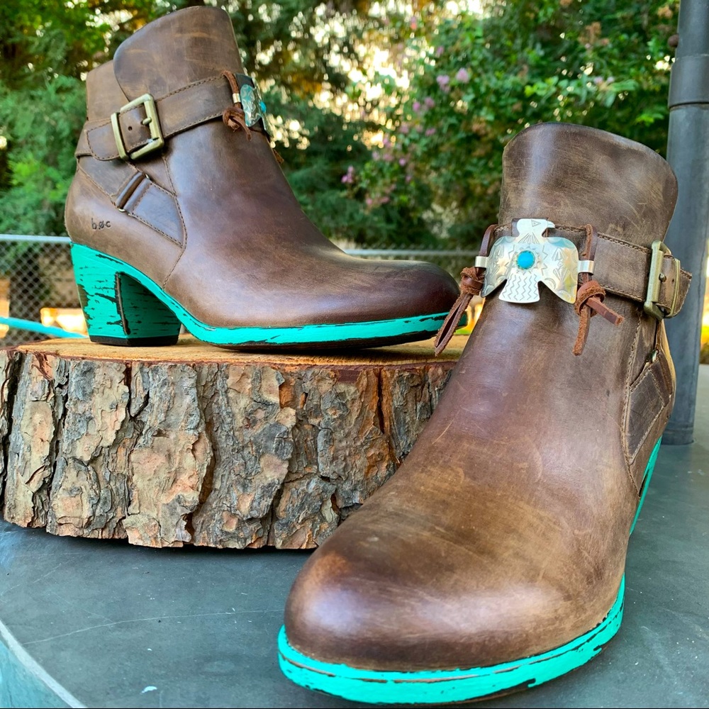 Rustic Distressed Thunderbird Leather Boots OOAK